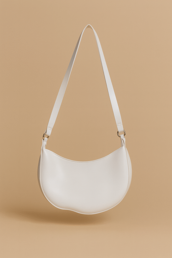 The Classic White Crescent Shoulder Bag